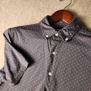 BONONOBOS Mens Short Sleeve‎ Button Down Shirt Pink Polka Dot Casual Size Medium